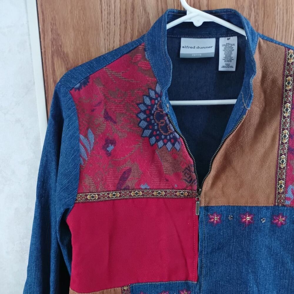 Alfred Dunner Patchwork Jacket Blazer Petite 6 Bo… - image 8